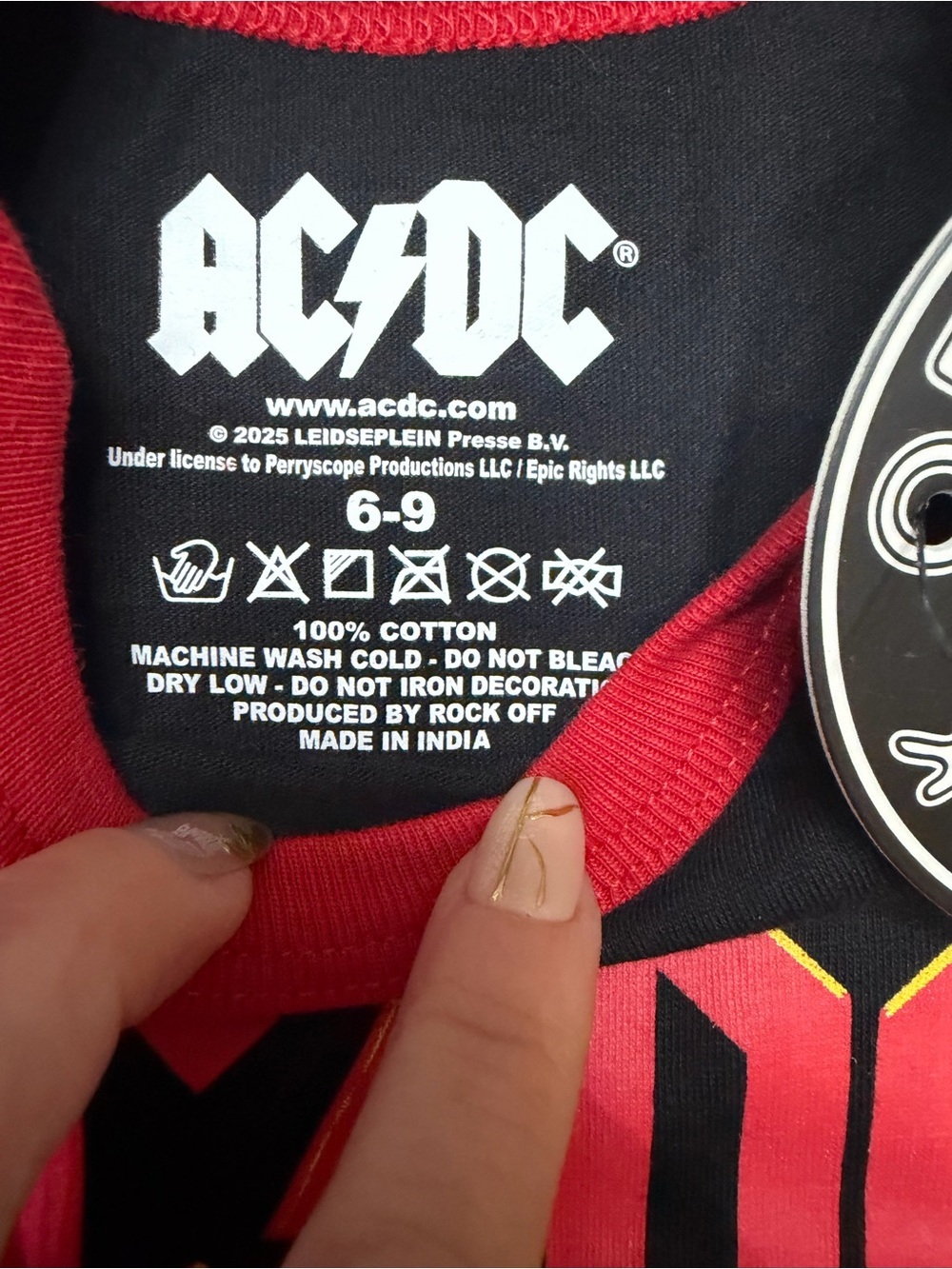 NWT AC/DC Black with Red Trim Onsie - Picture 2 of 5